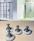 4 Pcs Shower Door Rollers Runners Wheels 19mm Replacement Part for Bathroom Glass Sliding Shower Doors with Copper POM Wheel