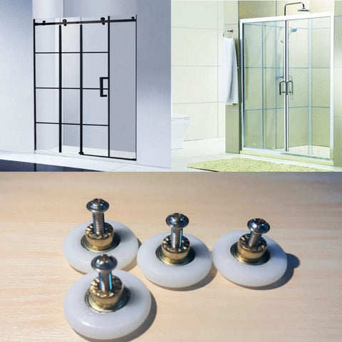 4 Pcs Shower Door Rollers Runners Wheels 19mm Replacement Part for Bathroom Glass Sliding Shower Doors with Copper POM Wheel
