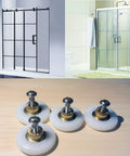 No Hassle Top Shelf Heavy Duty 23Mm Shower Door Rollers Wheels 4 Pc Replacement Parts For Sliding Glass Bathroom Track, close-up of rollers.