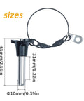 Two Pack Triangular Cap Ball Locking Pins With Button Handle For Quick Release, 304 Stainless Steel Construction With 24.5cm Rope, 10mm Diameter