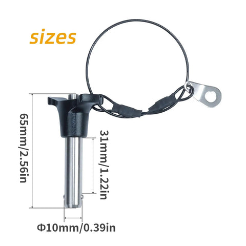 Two Pack Triangular Cap Ball Locking Pins With Button Handle For Quick Release, 304 Stainless Steel Construction With 24.5cm Rope, 10mm Diameter
