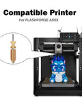 3D printer with upgraded 0.4mm hotend kit for Flashforge AD5X extruder, featuring quick detachable nozzle and replacement part icon.