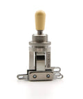3 Way Toggle Guitar Switch With Cream Tip For Les Paul Style Guitars Easy Soldering Pre Tin Nickel Plated Durable Build Fits Epiphone And Narrow Body Les Pauls No Fuss Quick Swaps For Semi Hollow And Solid Body Electric Guitars, front view