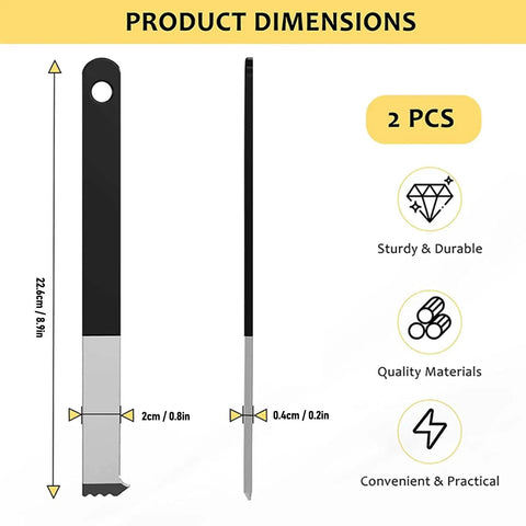 2 Pack Paver Puller Tool With Micro Teeth Joint Scraper And Gripper Slots for lifting pavers, dimensions 22.4cm x 2cm x 0.4cm