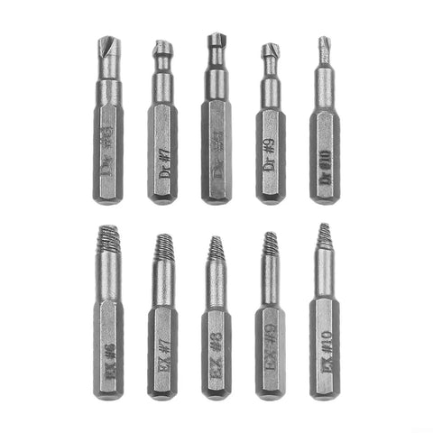 FABULETTA 10-Piece Damaged Screw Remover Drill Bit Set To Extract Broken Stripped Rusted And Headless Bolts With Zero Hassle For Pro DIY Mechanics Who Want A Quick Fix For Seized Studs And Machine Hex Bolt Issues Fast, 10 steel bits