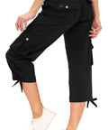Women's Hiking Cargo Shorts With Quick Dry Fabric Multiple Pockets And Zipper Closure Built For Boating And Camping in Black XL