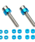 Badass Premium Steel Screw Spacer Kit For Tamiya TT01 TT02 XV01 XV02 10th Scale RC Car Parts Up Your Gear Game With Solid M3 Fasteners Washers That Hold Tight For Assembly Without Stripping While You Go Crazy Shredding The Tracks All Day Long. blue M3 steel screw spacers and washers for RC car assembly