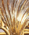 Close-up of Modern Gold Steel Led Pendant Light Featuring Polished Cyan Crystals Dimmable Round Ceiling Lamp for Living Room