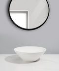 USZWBY Vessel Sinks Bathroom Sink Hotel Apartment Lampshade-Shaped Countertop Art Basin Balcony Ceramic Wash Bathroom Bowl Sink on white countertop with mirror