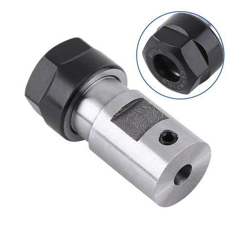 Heavy Duty Precision Collet Chuck With 5mm Steel Motor Extension Fits ER11 Tooling For Milling Machining Tasks close-up view.