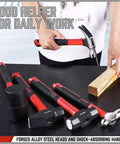 Five Piece Hammer Set For Home Workshop, Includes 24oz Ball Pein Hammer, 22oz Claw Hammer, 32oz Rubber Mallet, displayed on table