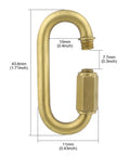 Brass Quick Links D Shape Screw Locking M4 5/32 Inch Pack Of 15 for boating, camping, rigging shown with dimensions