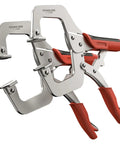Two Pack 11 Inch C Clamp Set With Locking Jaws Heat Treated Chrome Plated Alloy Steel For Heavy Duty Home Workshop Use Rugged Grip Smooth Action