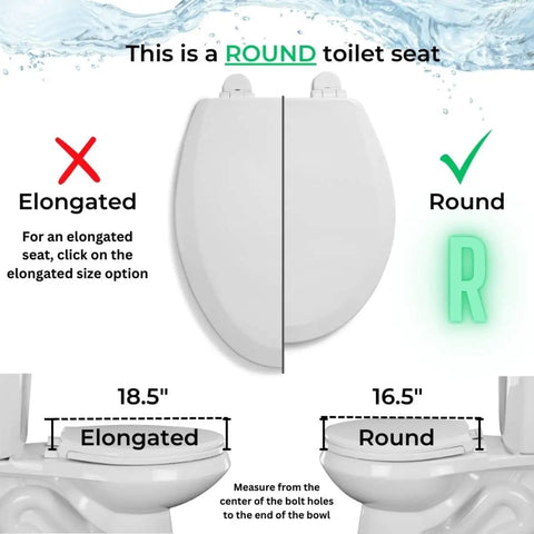 Ultra Comfy Round Padded Toilet Seat Loaded With Thick High Density Foam Core And Heavy Duty Smooth Vinyl Cover Bright White Finish No Sweat Setup Classic Round Compatible measuring guide for round and elongated toilet seats.