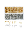 Must Have Gold And Silver Screw Eye Pins Set For DIY Jewelry Making And Craft Projects, 400 Small Eyelet Pins in Organizer Box