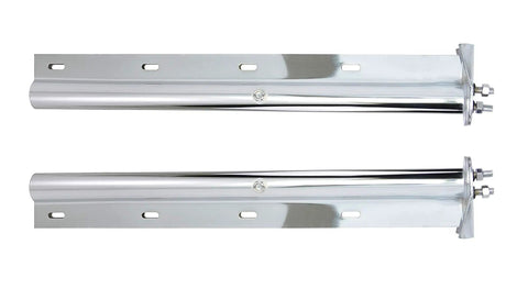 Rock Solid Stainless Steel Spring Loaded Mud Flap Hanger with round tube frame, featuring a polished silver finish.
