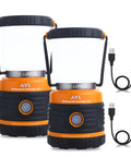 Beast Bright Rechargeable LED Camping Lantern 1800 Lumens Twin Pack with USB cables shown