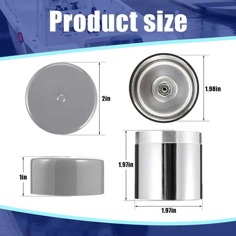 2 Pack Trailer Wheel Bearing Protector 1.98 Inch Hub Cap Dust Shield size details with measurements in inches