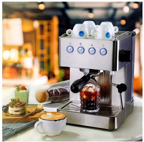 Semi Automatic Espresso Machine With Milk Frother For Home Barista Level Brews, 1.7 Liter Water Tank, 304 Stainless Brew Head, Silver