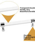 Six Pack Clear Acrylic T Bar Cabinet Pulls For Dresser And Kitchen Cabinets With 5 Inch Hole Centers