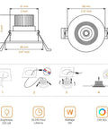 Diagram of 2 Inch LED Recessed Ceiling Light Kit With 3W Dimmable Downlight And 60 Degree Beam COB Recessed Lights Built In Driver