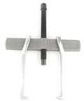 Front view of MANNIFEN 14-inch two-jaw gear puller with central threaded rod and white jaws
