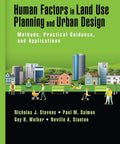 Book cover: Human Factors in Land Use Planning and Urban Design; bright green cover with cityscape illustration; Amazon.