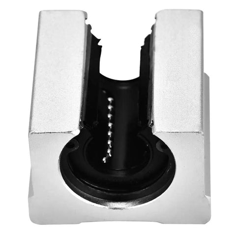 SBR16UU 16mm Aluminum Linear Ball Bearing Slide Block With Chrome Plated Rod For Cnc Machines And Diy Builds Hella Smooth Ride Rock Solid Crafted For Zero Lag Performance, top view of slide block.