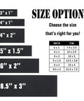 Solid Build Custom Tactical Patches Two Piece Set Personalized Name Hook Loop Tabs size options chart with black fabric.