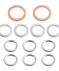 12Pcs Transfer And Differential Case Drain Plug Crush Washer Kit 3 Types OEM 9043024003 Gasket Set with copper and metal washers