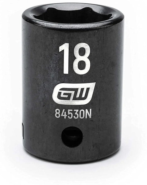 18mm socket from 39 Piece 1/2 Inch Drive 6 Point Impact Socket Set Standard And Deep Metric With Off Corner Loading