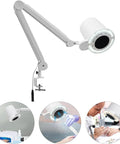 Badass Nail Dust Collector Vacuum With Sturdy Table Mount And Dimmable Led Light displayed with adjustable arm and LED lighting for use.