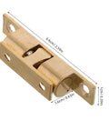 Copper Ball Catch Door Latch Set For Boats And Yachts, angled view showing dimensions, sturdy marine cabinet hardware