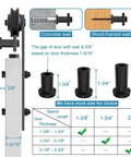 1-3/8 Inch Sliding Barn Door Track Spacers Replacement Kit With Adjustable Carbon Steel Connectors Incl. Lag Bolts and Wall Anchors Pack Of 4, showing installation on concrete and wood walls