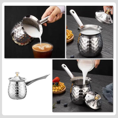 Turkish Coffee Pot Cezve Ibrik 200ml Stainless Steel Stove Top Brewer With Spout for Espresso and Traditional Turkish Coffee