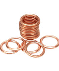 Premium 120 Piece Copper Crush Washers Sealing Gasket Kit For Drain Plugs Hydraulic Fittings Plumbing Stops Leaks Compression Fit Durable Metal Good For Garage Auto Or Home Repair Jobs Needing Solid Reliable Seals No Hassle Guaranteed. copper crush washers stacked and loose