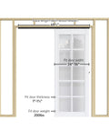 Diagram of Six Foot Sliding Pocket Door Hardware Kit Black With Aluminum Box Rail, showing track length and door specifications.