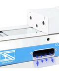 Close-up of Built Tough As Nails Heavy Duty Hydraulic Workholding Vise For Seamless CNC Machining Centers with locking feature.