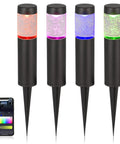 Smart LED Round Bollard Lights With App Control And Alexa Ready Low Voltage 12V 3W RGB Color Changing Outdoor Path Lights set of 4
