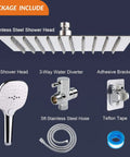 High Pressure Shower Head With Hose And Handheld Spray 8 Inch Chrome Rain Face With 100 Silicone Nozzles Three Settings