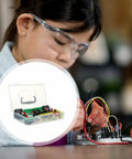 Child using Physics Learning Kit For Electricity Experiments Set for School Science Education and Home Lab Use