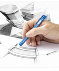 Hand using blue eraser stick with Mars Eraser Refills Pack Of 10 For Lead Pencil Erasers, creating smudge-free art on paper.