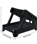 Real Deal Label Roll Organizer Desk Stand For Thermal Printers And Fan Fold Stickers Rack, black steel, 20cm wide.