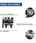 Two Pack 515058 4WD Beefed Up Front Wheel Bearing Hub Assemblies for Chevy GMC Trucks, showcasing design features and quality.