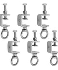 Set of six Beefy 1 Inch C Clamp Set 6 Piece Stainless Steel I Beam U Clamps with M8 screw ring for metal mounting and welding