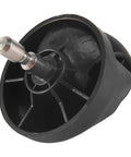 ABRO universal front wheel for Cecotec Conga vacuum cleaners, close-up of black plastic wheel with silver axle.