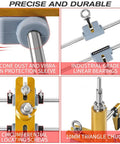 Battle Tested Door Lock Hole Opener Kit And Precision Mortising Jig For Wooden Doors Hardware Installation showing silicone dust sleeve, linear bearings, locating screws and triangle chuck.