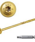 Heavy Workhorse Structural Lag Screws 5/16 By 12 Inch Serrated Thread Fasteners with T40 bit for secure driving in hardwood.