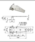 Beefy 304 Stainless Steel Heavy Duty Hinge With Bearings For Flat Doors On Refrigerated Trucks And Industrial Equipment Use One Piece Easy Install Durable Security Mounting Holes, 180mm
