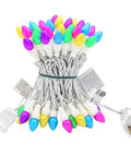 Pastel Easter String Lights 50 LED C3 Glass Bulbs, 12.5 Ft White Wire coiled, multi-color glow bulbs, plug